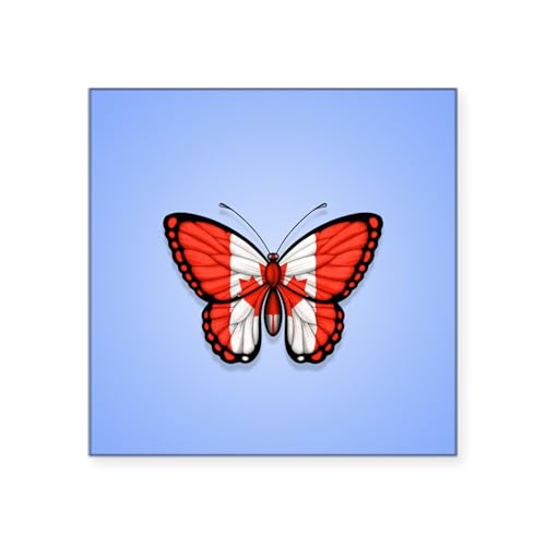 CafePress Canadian Flag Butterfly On Blue Sticker Square Bumper Sticker Car Decal