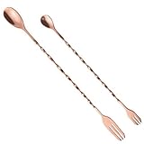 Palillos de cóctel multifuncionales acero inoxidable, palillos dientes con agitador paleta, aperitivo extremo bola, 2 uds(Rose gold)