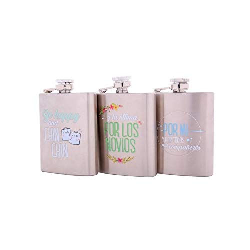 Lote de 20 Petacas Metal Frases Happy - Detalles Bodas Hombres y Mujeres