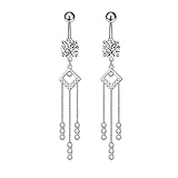 Piercing para ombligo y anillos, con encanto, para ombligo de acero, 14 g, cuadrado, 2 piercings plátanos, regalo para novia