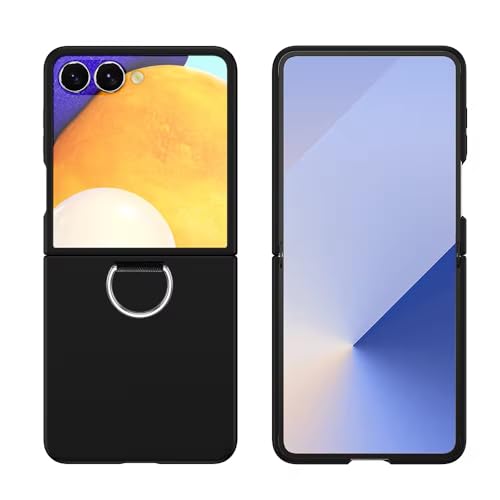 Image of Scalebee Back Cover for Samsung Galaxy Z Flip 7 / Flip7 5G Ultra Thin Slim Protective Case Cover with Metal Ring (Black)