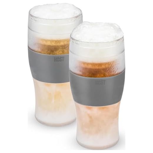 Host Freeze Beer Glasses, 16 ounce Freezer Gel Chiller Double Wall Plastic Frozen Pint Glass, Set of 2, Grey