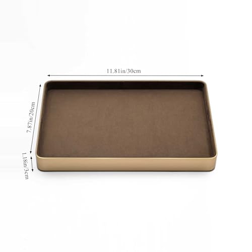 Metal Jewelry Tray, Valet Tray, Bedside Table and Desktop Organizer. It is Stackable and can be Used to Display Watches, Rings, Earrings and Bracelets（Brown）2