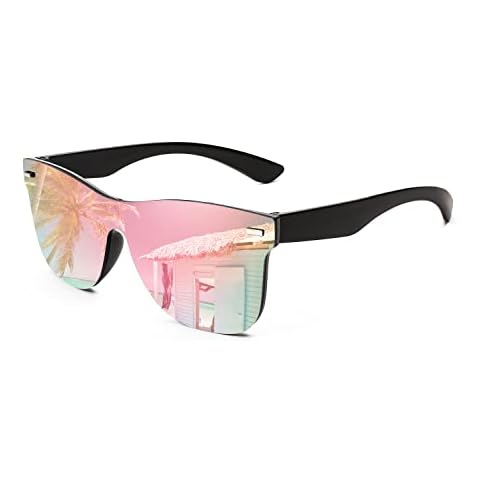 FEISEDY Sunglasses, Rimless Mirrored Sun Glasses with Reflective One-Piece Lens, B4114 Cover