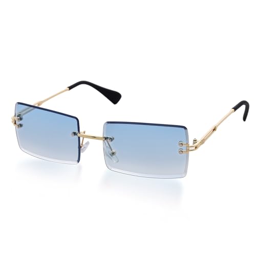 Fashion Sunglasses Retro Frameless Square Gradient Y2K Tinted Eyewear Daily Travel Sunglasses for Men Women