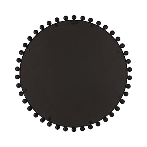 Kate and Laurel Beade Modern Round Ball Beaded Wall Mirror, 28 Inch Diameter, Black, Transitional Circle Mirror for Use as Bathroom Mirror or Entryway Mirror Decor by Kate and Laurel - Used condition - Image 4