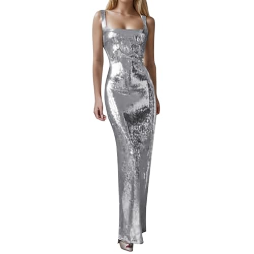 Vestido de Cóctel para Mujer Vestido de Escote en V Profundo con Lentejuelas Vestido Corto de Fiesta Vestido Negro de retales de Malla con Manga Larga Transparente para Fiesta Club