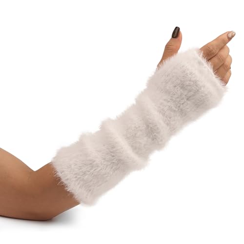 F Flammi Women Arm Warmers Mink-Like Velvet Fingerless Gloves Y2K Wrist Warmers thumb #4