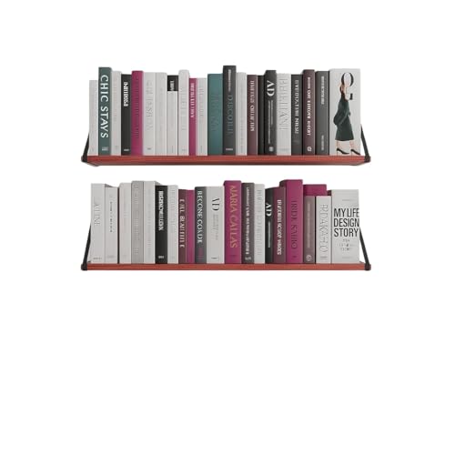 Image of Amazon Brand - Solimo Bookshelf for Wall with Metal Brackets | Home Decorative Wall Shelf | Wall Hanging Shelf for Books, Living Room, Bedroom, Study Room | Coachwood Yellow | Pack of 2 | 60 x 20 CM