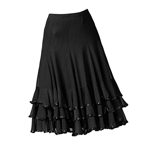Jupe de danse latine mi-longue avec un look fluide en polyester