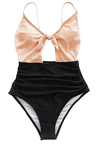 CUPSHE Women's Sweet Honey Bowknot One-Piece Swimsuit Beach Swimwear, L Multi-Color