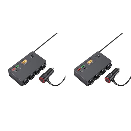 Cargador de coche 120W rápido Tipo C dual con pantalla digital de voltaje