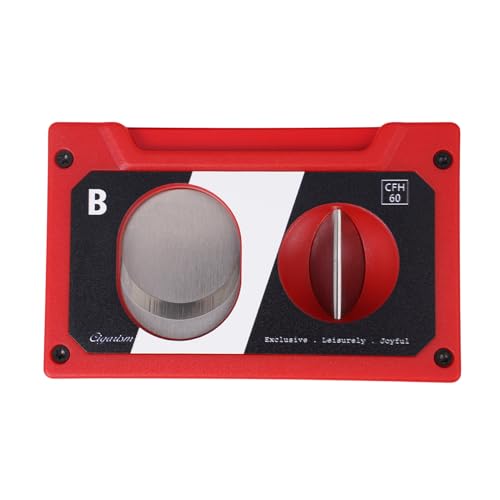 Cassette Style Cigar Cutter, Straight Cut V Cut Cigar Punch 3 in 1, Cuts Up to 60 Ring Gauge Ultralight Portable (Red/Black)