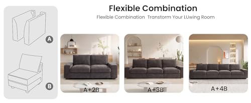 Image of TEKAMON Middle Seat with Storage, Modular Sofa Couch, Dark Grey