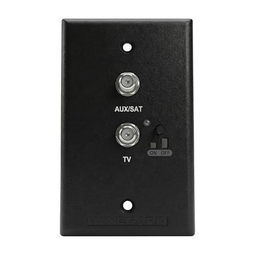 Winegard RV-7543 Wall Plate Power Supply – Black – Powers RV Antenna & Splits Signal to Two TVs, Cable/Satellite Input