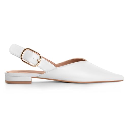 Image of Slingback Flat Shoes for Women Pointed Closed Toe Flat Mule Sandals Casual Comfortable Office Dressy Shoes