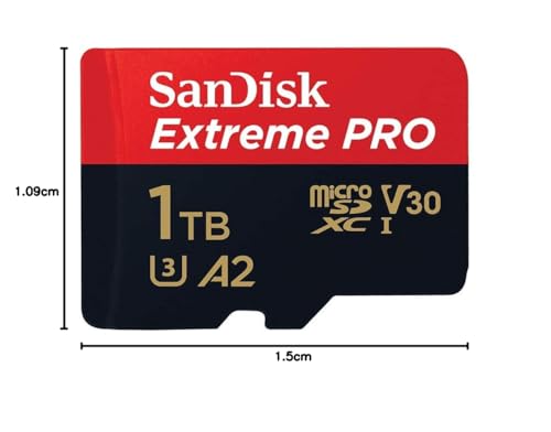 SanDisk 1TB Extreme Pro Micro SDXC UHS-I U3 A2 V30 Memory Card + Adapter SDSQXCZ-1TOO-GN6MA