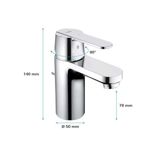 GROHE Get - Einhand-Waschtischbatterie (S-Size, einstellbare Mengenbegrenzung, Schnellbefestigungssystem), chrom, 31148000