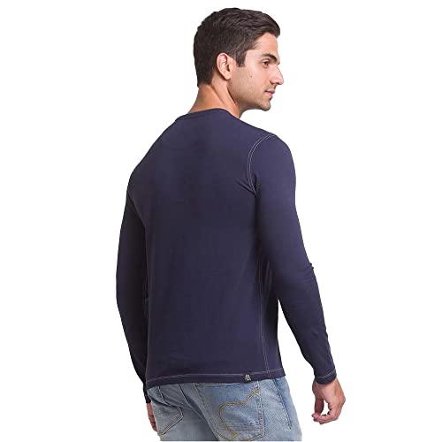 Image of Being Human Blue Slim Straight Fit Men's Long Sleeves T-Shirt Clothing