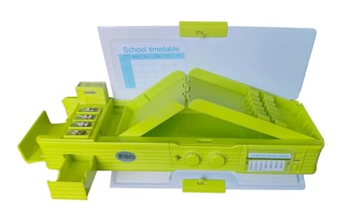 Image of Plastic Multifunctional Panda Password Lock Double Sided Compass Box for Kids,Pencil Box for Boy & Girl,Aesthetic Stationary Items,Panda Theme Pencil Case Return Gifts for Kids(Green)