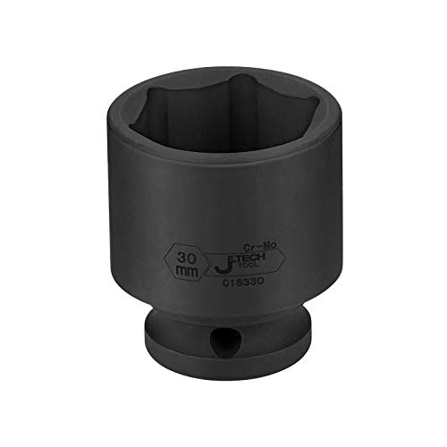 Image of JETECH 1 /2 Inch Drive x 30 mm Deep Impact Socket, 6 Point Radius Corner Design,Square Chamfered Opening,Axle Nut Impact Grade Socket for Easy Removal