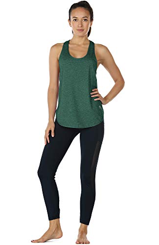 Icyzone Workout Tank Tops For Women - Athletic Yoga Tops, Racerback Running Tank Top Loose Fit (L, Army) #TOP1