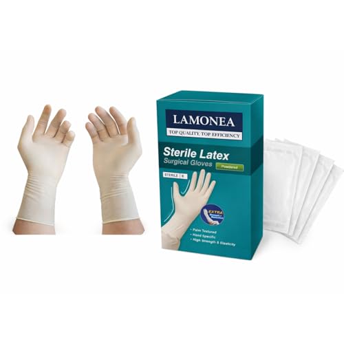 LAMONEA Guantes quirúrgicos estériles, con polvo y sin polvo, envasados por pares individualmente (50 pares, con polvo, 7,5) TG-583994765