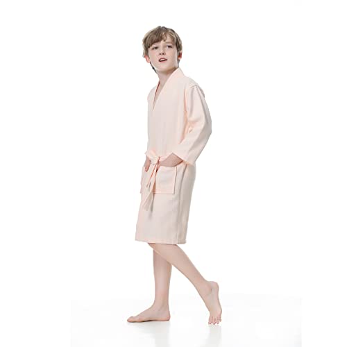 TopTie Kids Bathrobe Boys Girls Robe Waffle lightweight Sleepwear for Kids 3-10 Years2