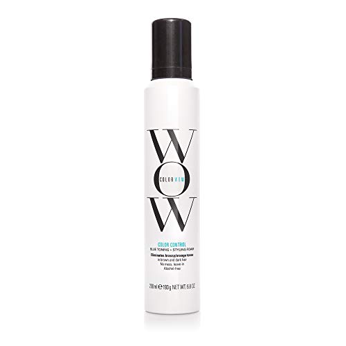 COLOR WOW Color Control Blue Toning + Styling Foam for Brunette Hair, 6.8 oz