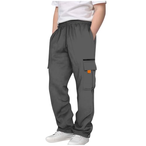 Baggy Sweatpants for Boys Teens Elastic Waist Fleece Cargo Joggers Comfy Warm Active Outdoor Sweat Pants with Pockets