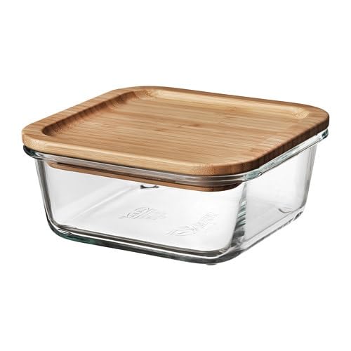 Glass & Bamboo Storage Container 15x15cm