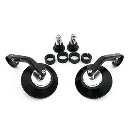 Espejos de moto retro redondos de 22mm con cristal azul antirreflejos y acabado plata