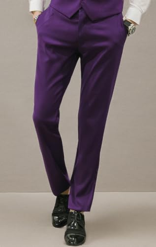 MOGU Mens Slim Fit Front Flat Casual Pants4