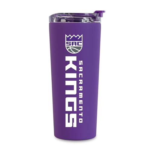 Image of Rico Industries NBA Basketball Sacramento Kings Purple 24oz Stainless Steel Tumbler with Lid and Dual Functioning Lid