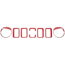 Car Front Grille Headlight Decoration Cover Stickers Kits Compatible for Suzuki Jimny 2019 2020 2021 2022 Car Styling AccessoriesB Red Set