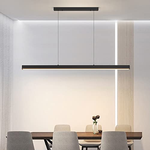 Linear Pendant Lights Kitchen Island, Modern Pool Table Island Light For Kitchen Dining Room Light Fixture Dimmable Wood Light Ceiling Hanging Adjustable Height Kitchen Pendant Lighting Over Island #TOP4