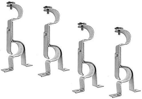 Double Curtain Rod Brackets - Silver (Set of 4 Brackets)