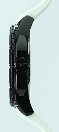 Jorg Gray | Black Stainless Steel Watch W/White Silicone Band | Jg8400-12 | Silver Dial #TOP2