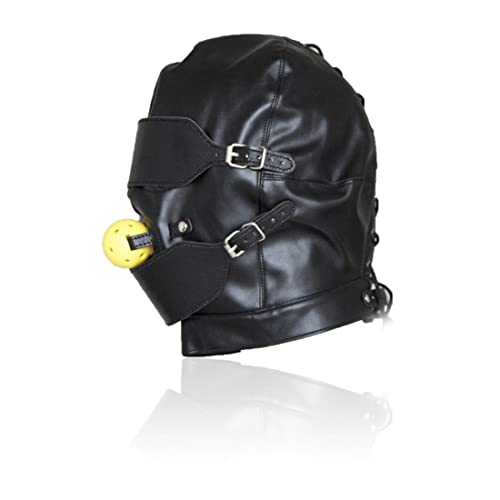 Imeish Lacing Masks Hollow Out Mouth Masks Soft Leather Head Hood Blindfold Cosplay Hood Masks #TOP2