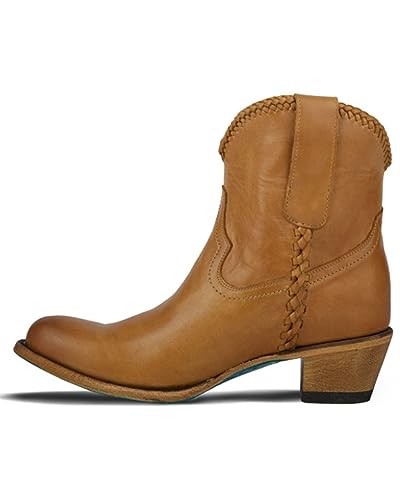 Lane Womens Plain Jane Braided Round Toe Bootie Casual Boots Ankle Low Heel 1-2" - Brown3