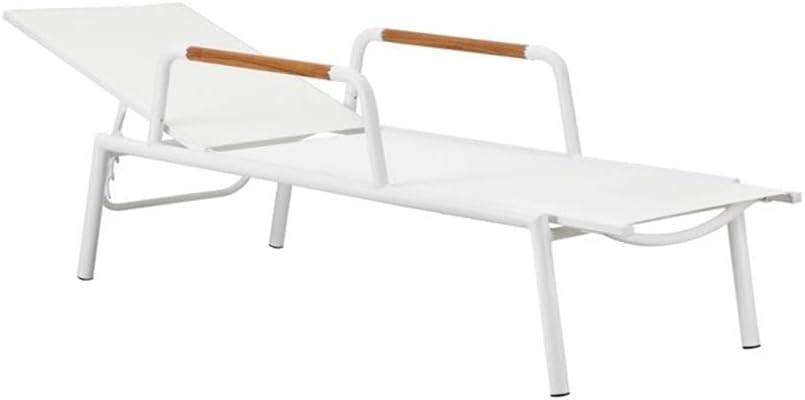 Pemberly Row Modern Aluminum Arm Loungers, 79" Wide, White Finish, Set of 2, Fade-Resistant Outdoor Patio Chairs, Lightweight Durable Construction, Contemporary Style for Patio or Poolside