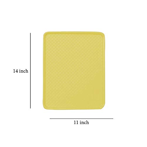 Image of Durable Multi-Use Serving Plastic Tray 14x11 Rectangular Unbreakable Serving Trays for Kitchen (Yellow)
