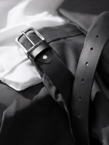 Image of LUQHAD Men's Genuine Leather Belt, Formal & Casual Wear, Rust-Proof Alloy Buckle
