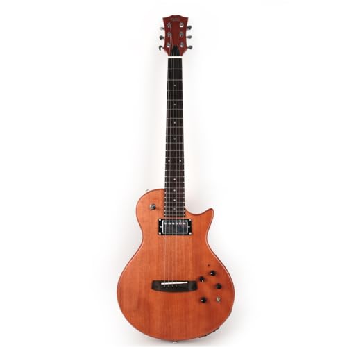 Fojill Hybrid Electric Acoustic Guitar Steel String Built In Effect Reverb Delay Pratice Steel String Portable Travel Silent Solid Mahogany Body Neck Rosewood Fretboard With Padded Gig Bag