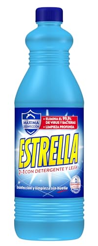 Estrella 2 en 1 Lejía con Detergente Azul, Desinfección y limpieza sin huella para el hogar - 1,43 litros