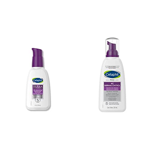 Cetaphil - Crema hidratante absorbente Pro Oil con protector solar de amplio espectro SPF 30, 4 onzas + PRO AC Dermacontrol 1 pz 236 ml Reduce los...
