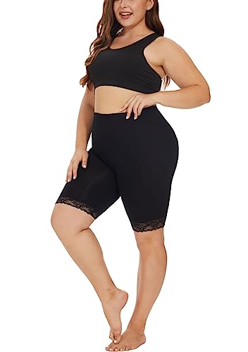Plus Size Slip Shorts for Women Soft Modal Short Leggings Lace Shorts Under Dresses Mid Thigh Leggings Pants3