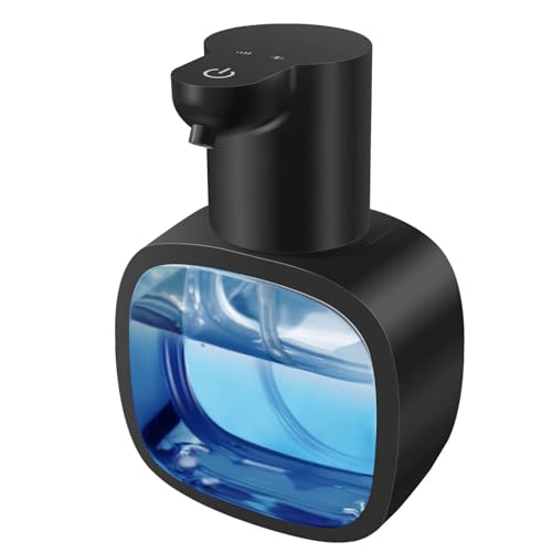 Gotofine ソープディスペンサー 泡 自動 ハンドソープディスペンサー 充電式 吐出量4段階調 420ml 非接触式 壁掛け 高感度センサー オートディスペンサー 食器洗剤 ディスペンサー キッチン 洗面所などに適用 透明ボトル 日本語説明書付き (泡タイプ, ブラック·500ml)