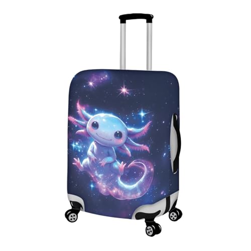 Image of Mumeson Galaxy Axolotl Luggage Cover Protector Suitcase Cover Spandex Travel Luggage Cases Fit 18-32 Inch Washable Suitcase Protective