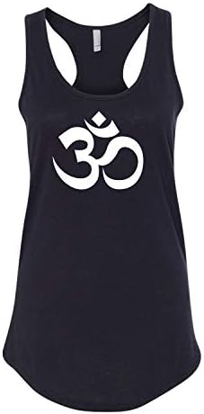 Om Symbol Simple Yoga Meditation Printed Ladies Next Level Brand Sleeveless Racerback Tank Top Black